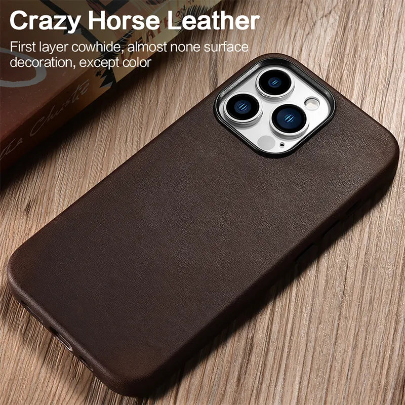 Genuine leather phone case compatible with MagSafe charger - sky case - sky-case