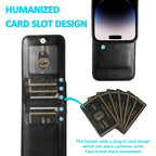 iPhone 15 Pro Case Leather Phone Case for iPhone 15, 14, 13, 12, 11 Pro Max - Card Slot, Cover Stand, Shockproof Cover - sky-case