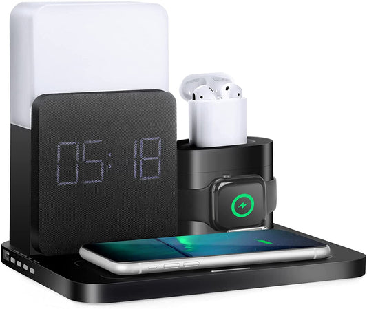 Wireless Charger 3 In 1 Fast Charging Station Digital Alarm Clock Night Light Compatible - sky-case