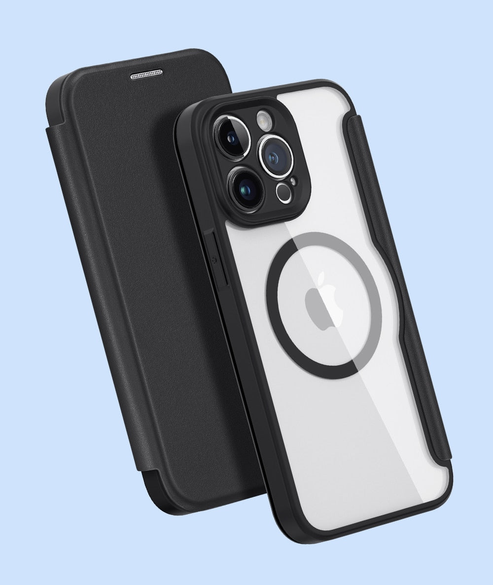 Magnetic wireless charging wallet case transparent Back cover - sky-case