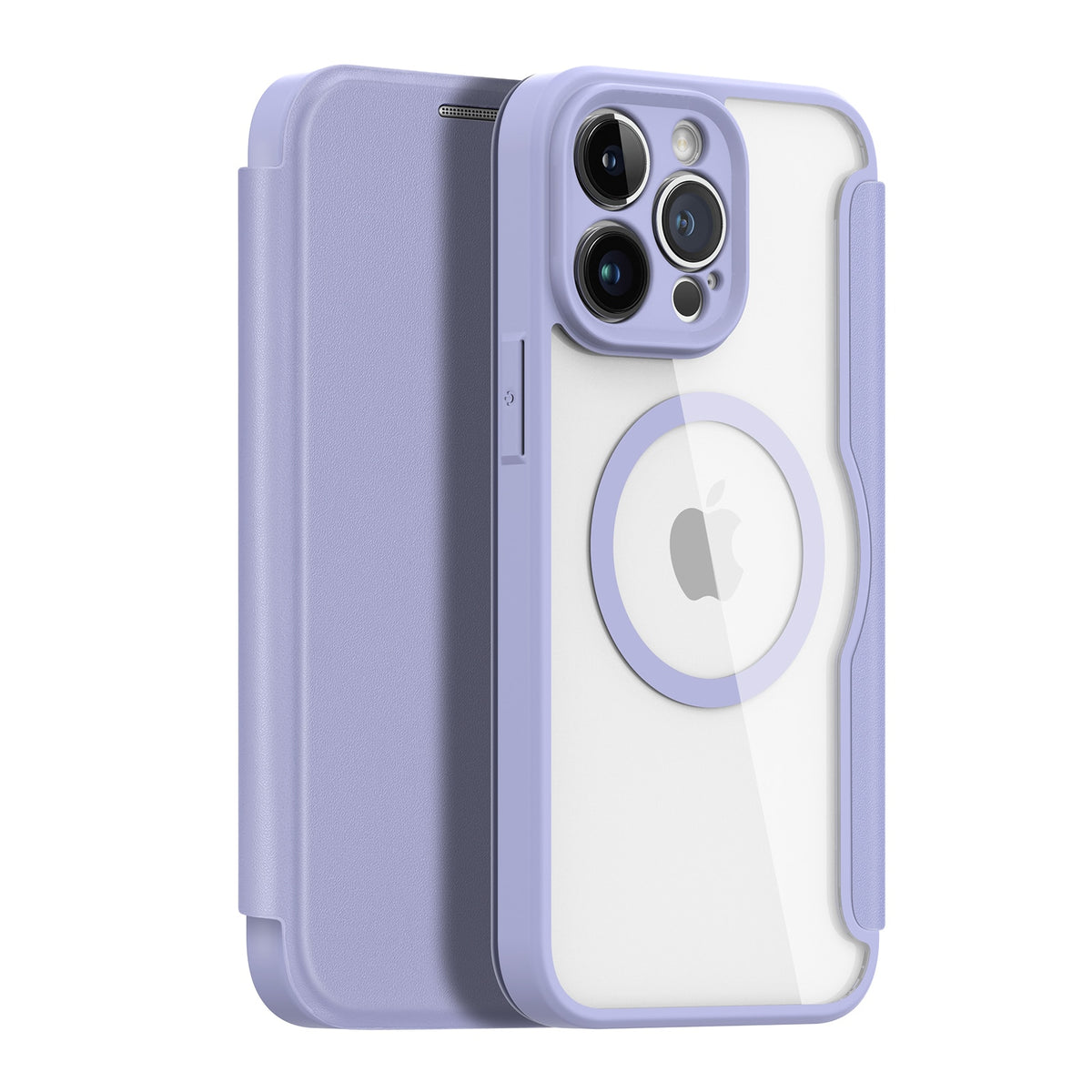 Magnetic wireless charging wallet case transparent Back cover Lavender / For iPhone 15 Pro Max - sky-case
