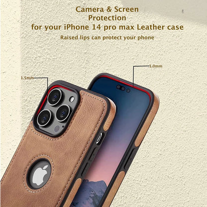 Slim Leather Phone Case for iPhone 14/13/12/11 Pro Max - Shockproof Bumper & Soft Business Back Cover - sky-case