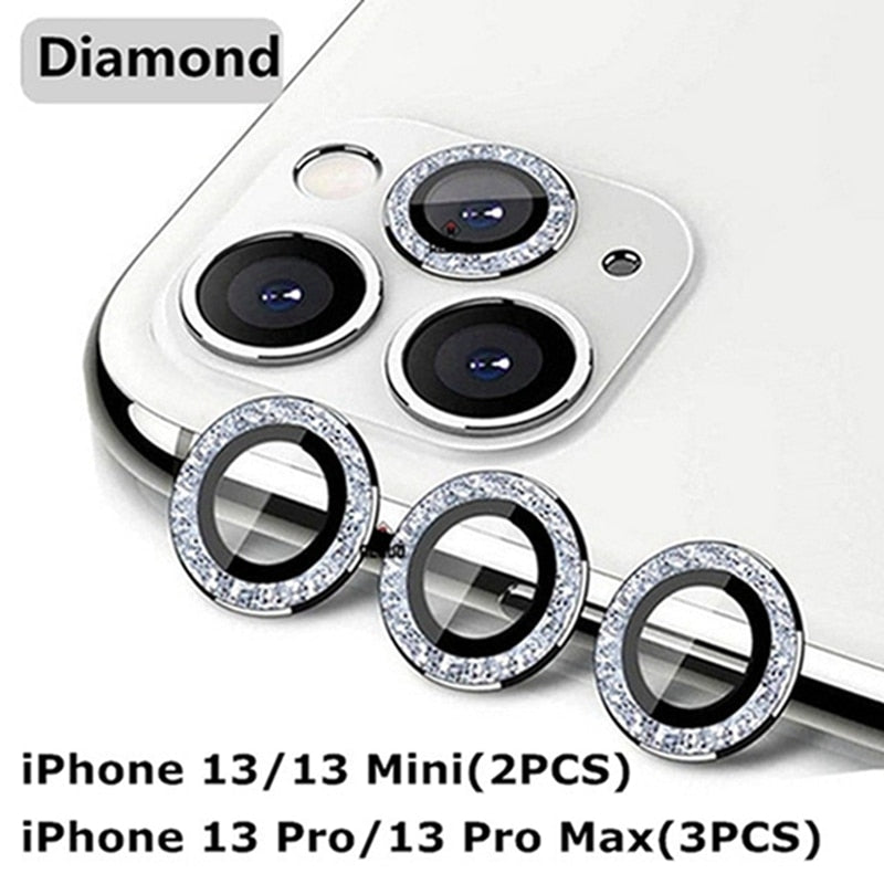 Camera Lens Protectors Glass Metal Ring for iPhone 15 series Protective Cover Diamond / iPhone 14(2PCS) - sky-case