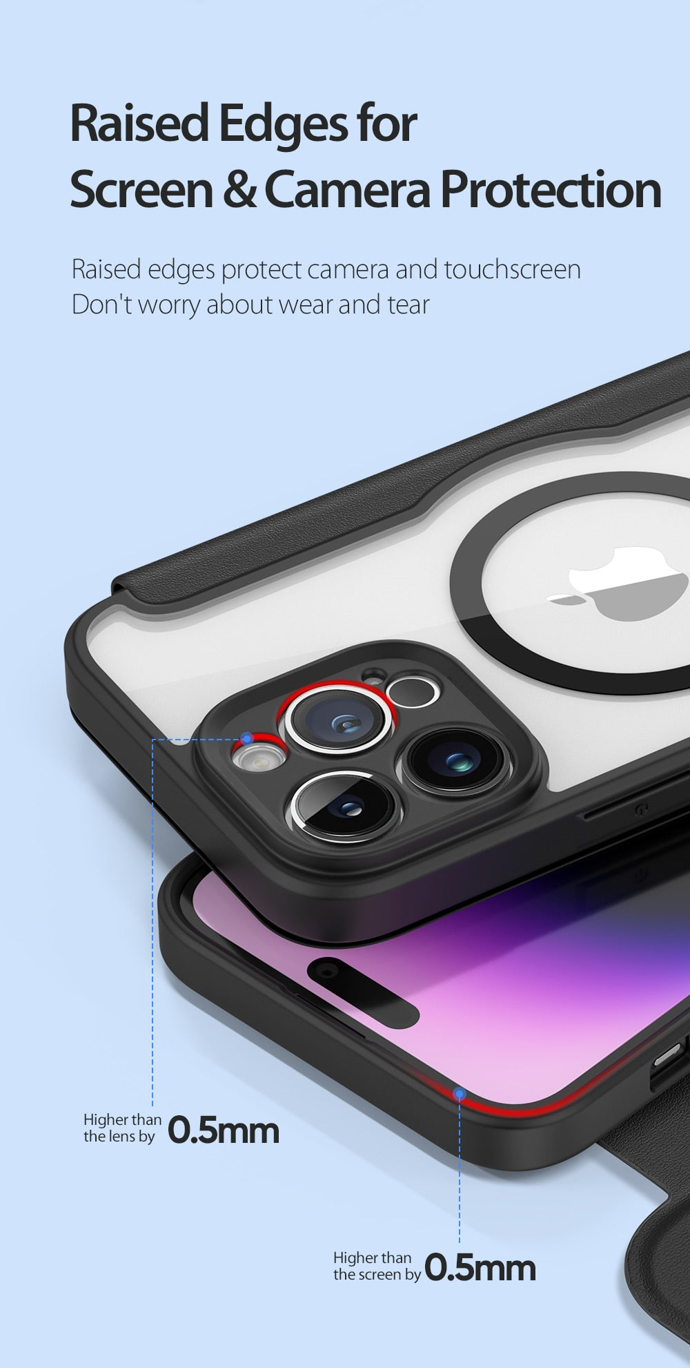 Magnetic wireless charging wallet case transparent Back cover - sky-case