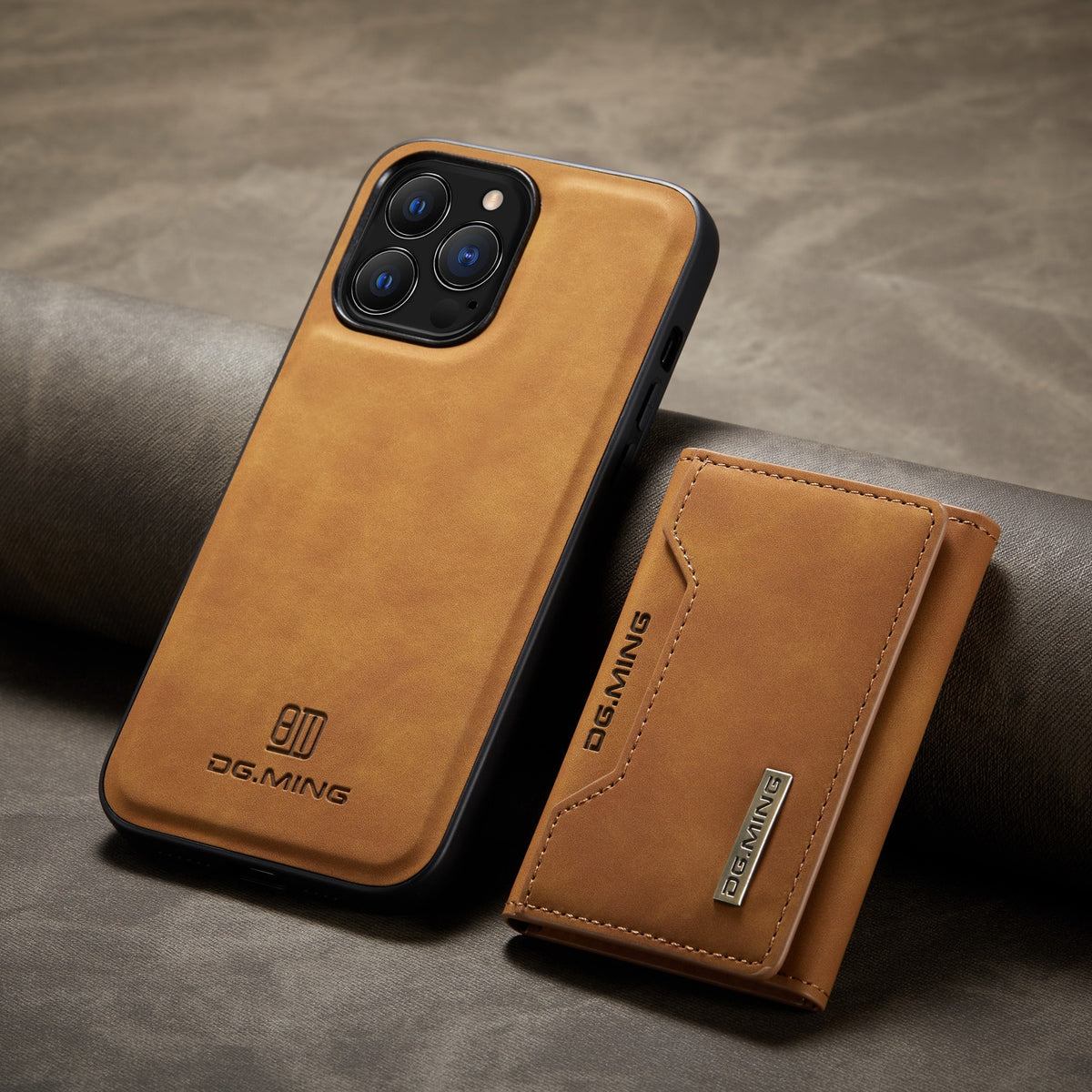 2 in 1 Leather Detachable Back Cover for All iPhone Models For iPhone 15 Pro Max / Brown - sky-case