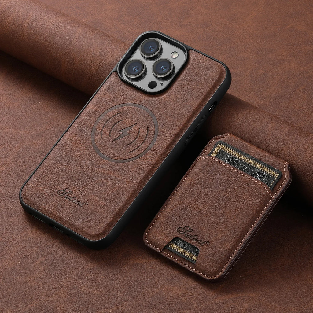 Magsafe Wallet Phone Case Card Holder Leather Magnetic Pocket Cover For iPhone 12 13 14 15 Pro Max Plus - sky-case
