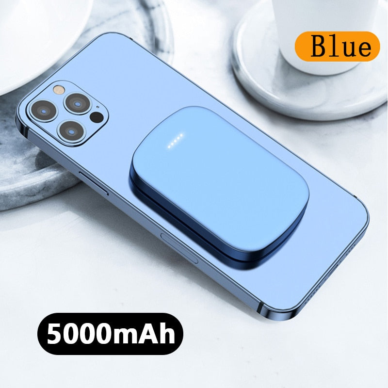 10000mAh Magnetic Wireless Power Bank - Compatible with All Phone Models Blue 5000mah - sky-case