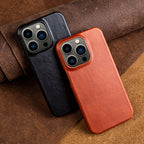 Premium Vintage Retro Genuine Leather Case for iPhone - Luxury Business Phone Aesthetic - sky-case