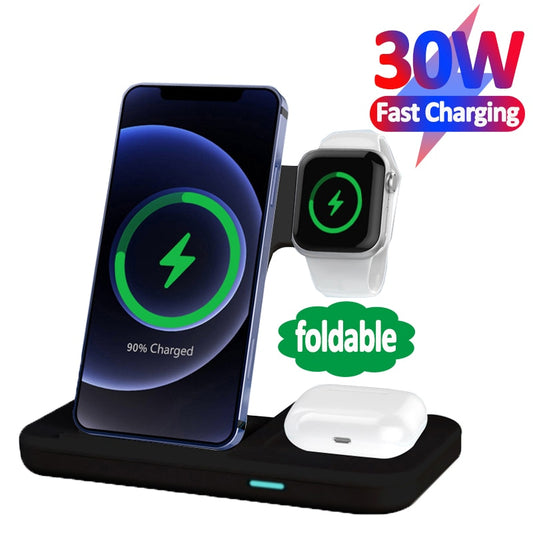 30W Qi Wireless Charger Stand 3 In 1 Qi Fast Charging Dock Station - sky-case