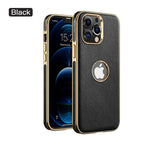 iPhone 13 Pro Max leather case with gold straight edge anti-fall - sky-case