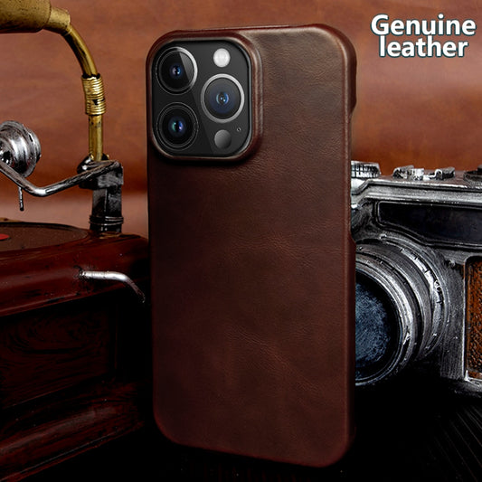 Premium Vintage Retro Genuine Leather Case for iPhone - Luxury Business Phone Aesthetic - sky-case