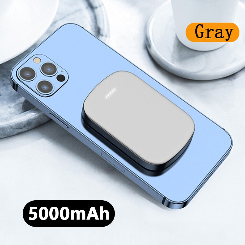 10000mAh Magnetic Wireless Power Bank - Compatible with All Phone Models Gray 5000mah - sky-case