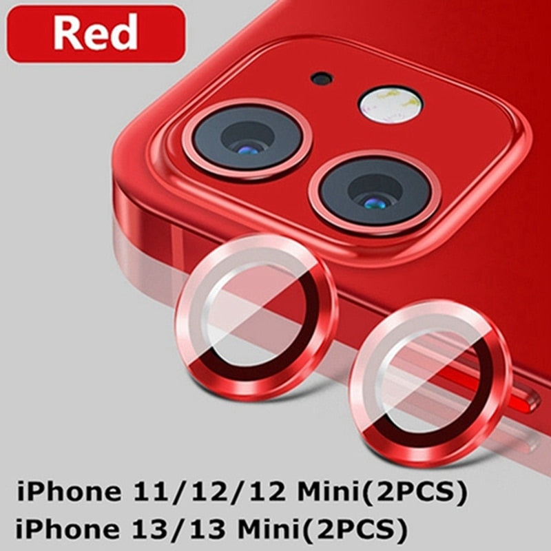 Camera Lens Protectors Glass Metal Ring for iPhone 15 series Protective Cover Red / iPhone 14(2PCS) - sky-case