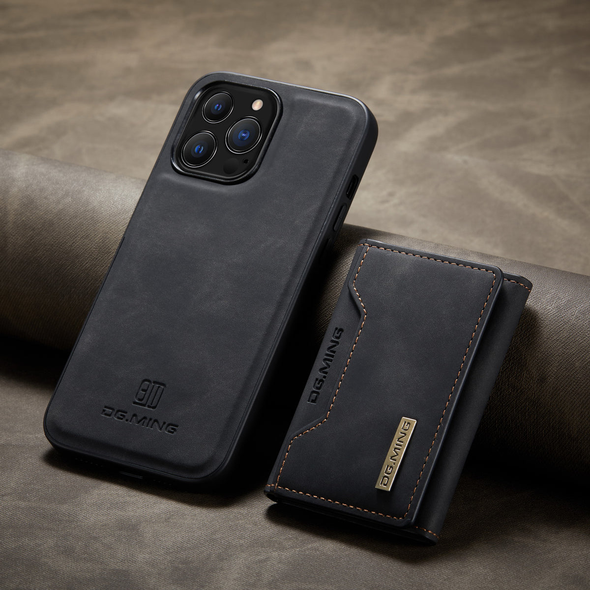 2 in 1 Leather Detachable Back Cover for All iPhone Models For iPhone 15 Pro Max / Black - sky-case