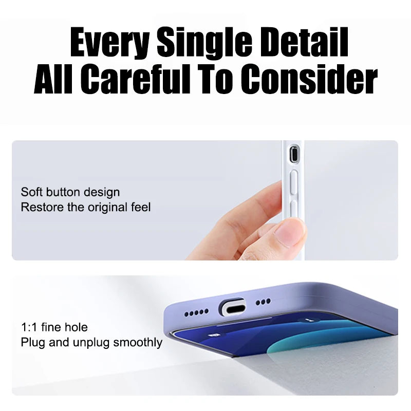 Silicone Case For iPhone 15 14 13 12 11 Pro Max Shockproof Cover - sky-case