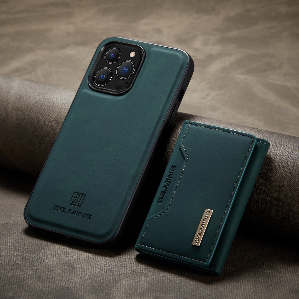 2 in 1 Leather Detachable Back Cover for All iPhone Models For iPhone 15 Pro Max / Green - sky-case