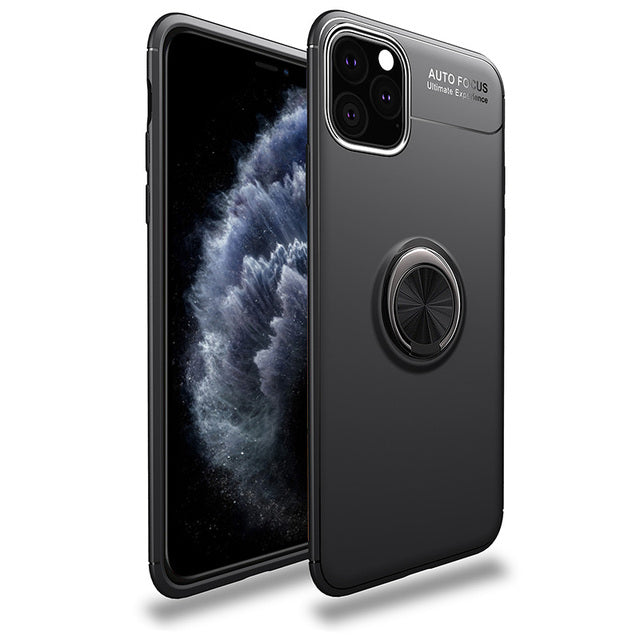 Silicone Case Magnetic Bracket Car Phone Stand Cover For iPhone 13Pro Max / Gun Black - sky-case