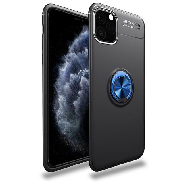 Silicone Case Magnetic Bracket Car Phone Stand Cover For iPhone 13Pro Max / Blue Black - sky-case