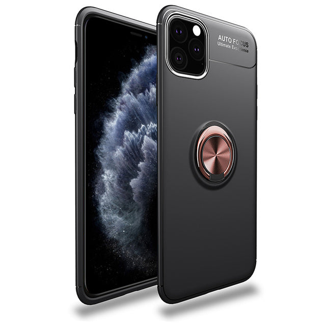 Silicone Case Magnetic Bracket Car Phone Stand Cover For iPhone 13Pro Max / Rose Gold Black - sky-case
