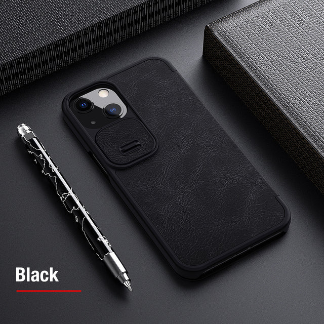 Luxury Cover PU leather back cover For iPhone 13 Pro / black - sky-case