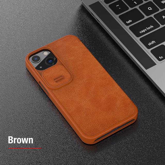 Luxury Cover PU leather back cover For iPhone 13 / Dark Brown - sky-case