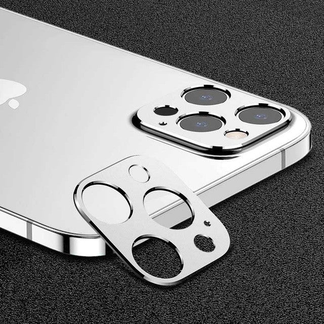 Luxury Camera Metal Ring Case Glass Camera Lens Screen cover For iPhone 15 14 13 12 11 Pro Max Silver / For iPhone 13 Pro Max - sky-case