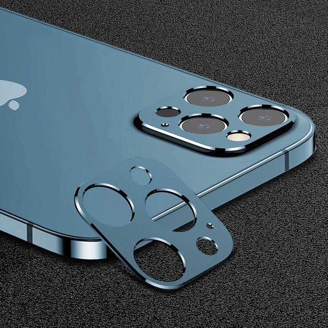 Luxury Camera Metal Ring Case Glass Camera Lens Screen cover For iPhone 15 14 13 12 11 Pro Max Blue / For iPhone 13 Pro Max - sky-case