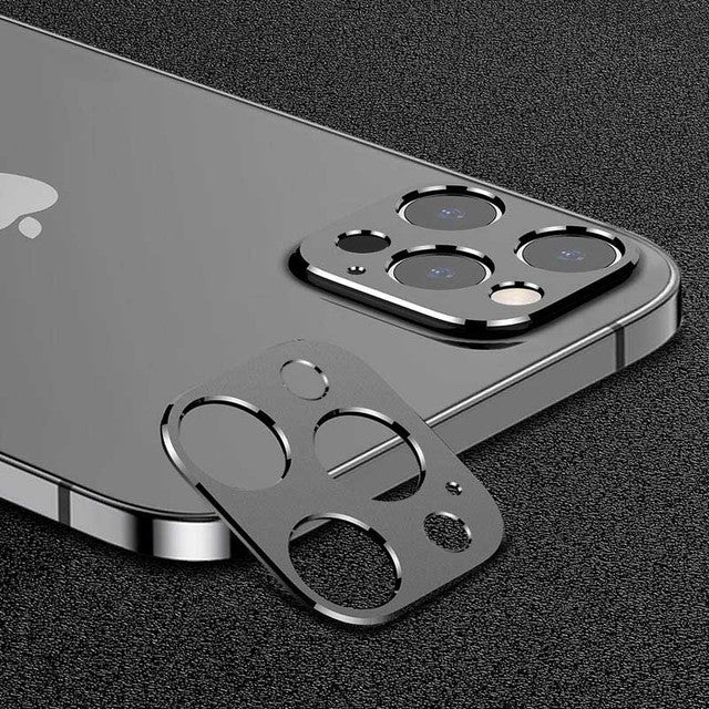 Luxury Camera Metal Ring Case Glass Camera Lens Screen cover For iPhone 15 14 13 12 11 Pro Max Black / For iPhone 13 Pro Max - sky-case