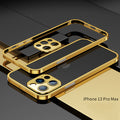 Lens Frame Shockproof Metal + Luxury Case Stainless Steel Metal For iPhone 12Pro Max / Gold - sky-case