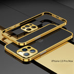 Lens Frame Shockproof Metal + Luxury Case Stainless Steel Metal For iPhone 12Pro Max / Gold - sky-case