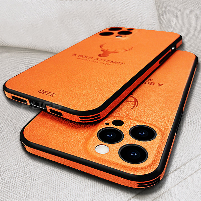 Luxury Leather Texture Square Case 3D Deer Head Full Camera Protection Shockproof Cover - sky-case