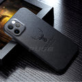 Luxury Leather Texture Square Case 3D Deer Head Full Camera Protection Shockproof Cover for iphone 13 pro max / Black - sky-case