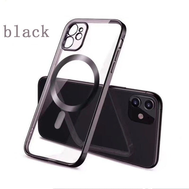 Clear Silicone cover MagSafe Compatible with wireless charging black / For iphone13 Pro Max - sky-case