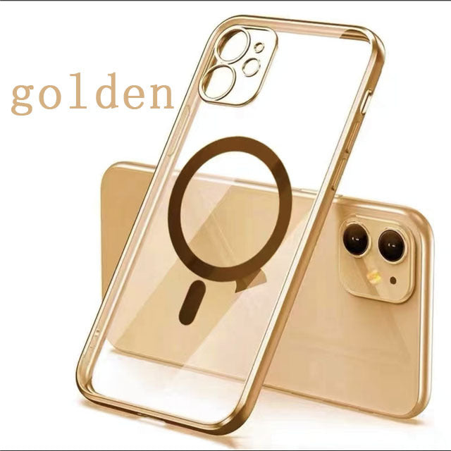 Clear Silicone cover MagSafe Compatible with wireless charging golden / For iphone13 Pro Max - sky-case