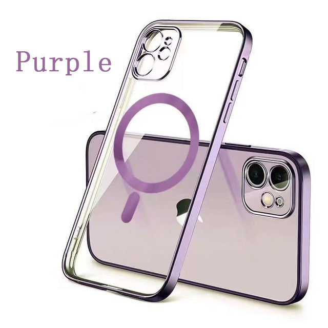 Clear Silicone cover MagSafe Compatible with wireless charging purple / For iphone13 Pro Max - sky-case