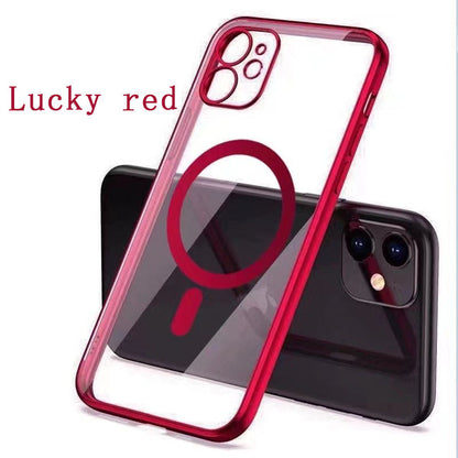 Clear Silicone cover MagSafe Compatible with wireless charging red / For iphone13 Pro Max - sky-case