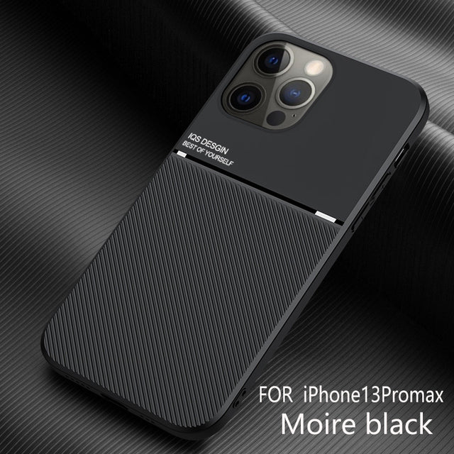 Luxury Case Car Magnetic Twill Ultra-thin Soft Cover For iPhone 13 Pro / black - sky-case