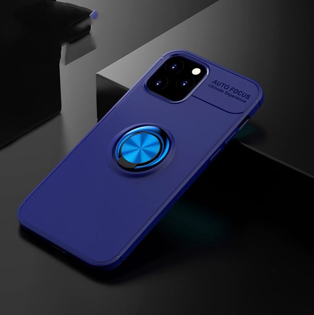Luxury Ring Stand Silicone Case Soft Back Cover Anti-fall Case For iPhone 13 Pro / Blue - sky-case