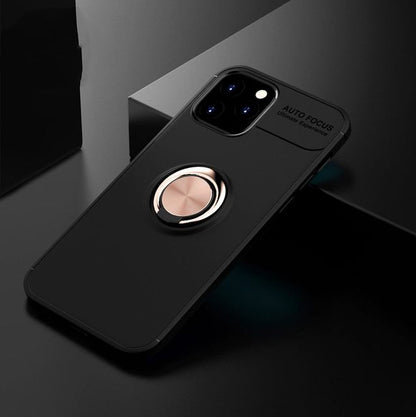Luxury Ring Stand Silicone Case Soft Back Cover Anti-fall Case For iPhone 13 Pro / Black Gold Ring - sky-case