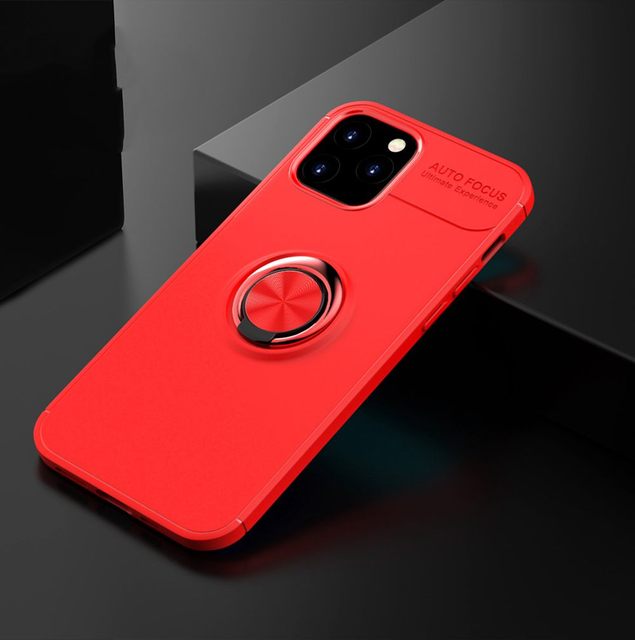 Luxury Ring Stand Silicone Case Soft Back Cover Anti-fall Case For iPhone 13 / Red - sky-case